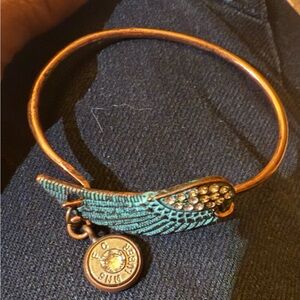 Source Unknown Copper and Teal Wing Bracelet (good luck jewelry)